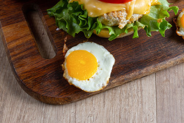 fried eggs on a dark background