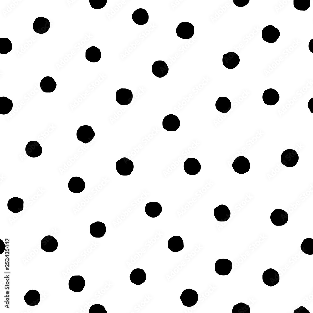 Aufkleber polka dot seamless pattern in hand draw style. vector spot texture with black point isolated on whit
