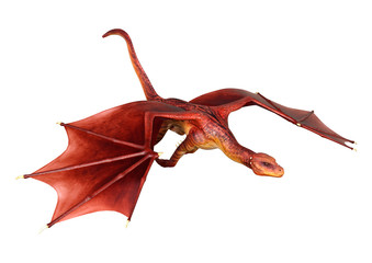Naklejka premium 3D Rendering Fairy Tale Dragon on White