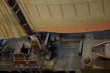 sail set for travel on old navy boat