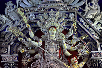 The artistic Sculpture of Hindu goddess Durga. Durga puja the biggest Hindu festival of India. the...