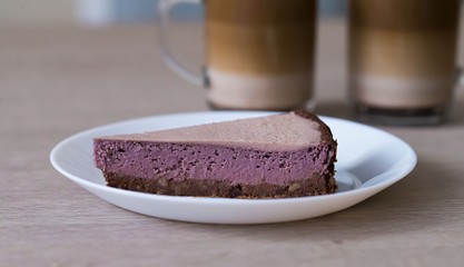 Food. Blueberry chocolate cheesecake
