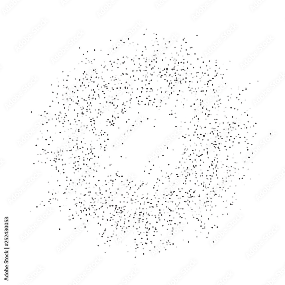 Wall mural digital burst pattern with multiple dots. explosion consist of black particles isolated on white bac