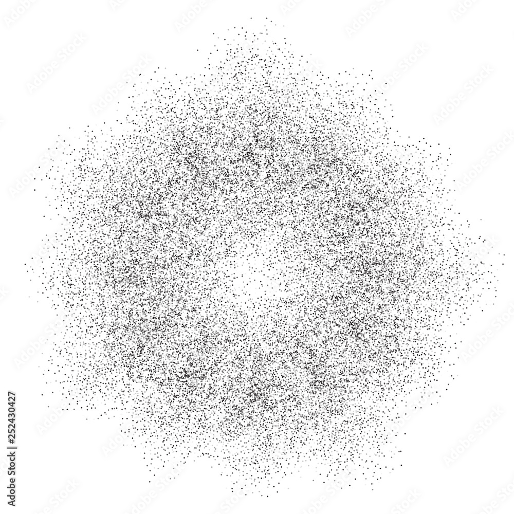 Wall mural digital burst pattern with multiple dots. explosion consist of black particles isolated on white bac