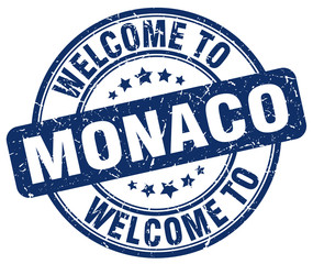 welcome to Monaco blue round vintage stamp