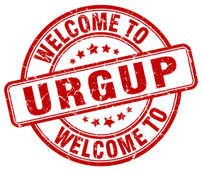 welcome to Urgup red round vintage stamp