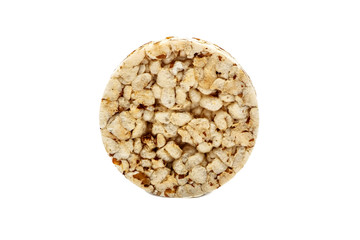 Crispy crispbread with buckwheat, rice and oatmeal isolated on white background. Crisp dietary fitness bread. Food for weight loss.