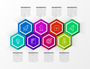 Infographic design template. Timeline concept with 8 steps