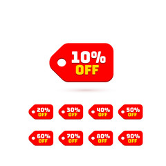 Tags set with discount offer. Low cost icon. Promo icon in flat style. Vector promotion red labels.