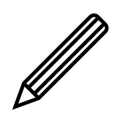 Pencil symbol icon - black simple outline, isolated - vector