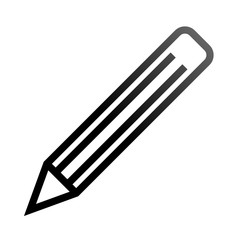 Pencil symbol icon - black gradient outline, isolated - vector