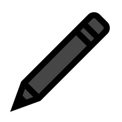 Pencil symbol icon - black simple with outline, isolated - vector