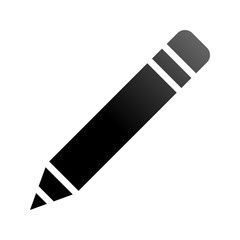 Pencil symbol icon - black gradient, isolated - vector