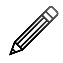 Pencil symbol icon - black gradient outline, isolated - vector