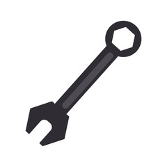 Black mechanical wrench illustration. Instrument, fixing, equipment. Engineering concept. Vector illustration can be used for topics like repair, service, tools