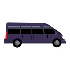 Black minivan illustration. Bus, auto, vehicle. Transport concept. Vector illustration can be used for topics like transportation, trip, logistics