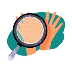 Clean hands illustration. Lens, bacteria, dirty hands. Hygiene concept. Vector illustration can be used for healthcare, skincare, hygiene