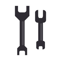 Two spanners illustration. Fixing, tools, repair. Engineering concept. Vector illustration can be used for topics like repair service, instruments, contsruction