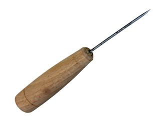 Stitching awl with wooden handle