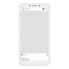 Social page profile web interface. Social network interface frame with flat icon. Social network photo frame on smartphone.