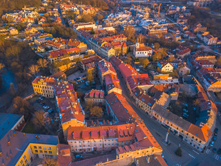 VILNIUS, LITHUANIA - top aerial view of Vilnius old city