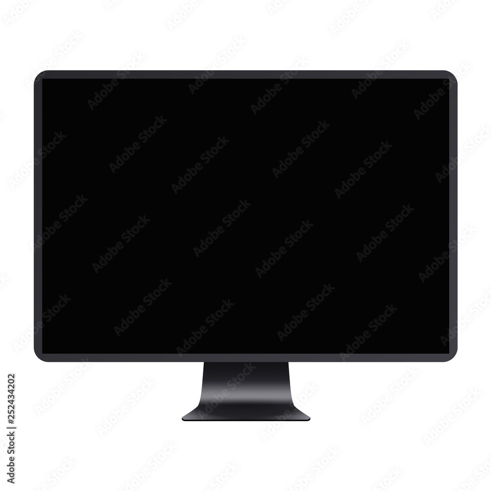 Aufkleber realistic computer display isolated on white background. computer display with blank black screen.