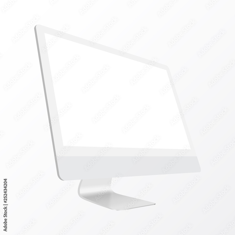 Poster mockup realistic computer display isolated on white background. computer display with blank screen.