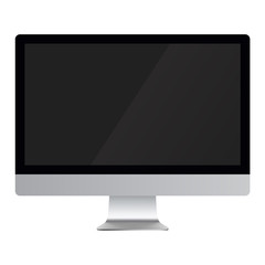 Fototapeta premium Realistic Computer display isolated on white background. Computer display with blank black screen.