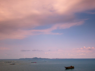 Clear and sunset sky at the beach, Pattaya in summer