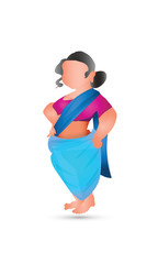 illustration of Indian woman on a white background. International Women's Day 8 march, Paper art 3d from digital craft style. - Vector