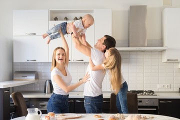 Happy family, kitchen