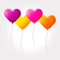Set of colorful heart vector kids balloons.
