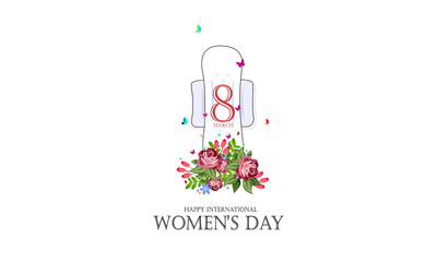 International Women's Day 8 march with flowers , Paper art style. - Vector