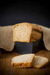 rye homemade toaster bread in a metal form