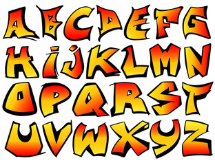 English alphabet vector from A to Z in graffiti gradient color style. © Mr. Note19