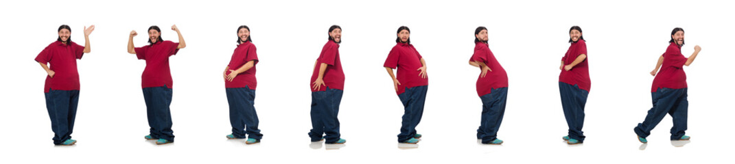 Overweight man isolated on the white