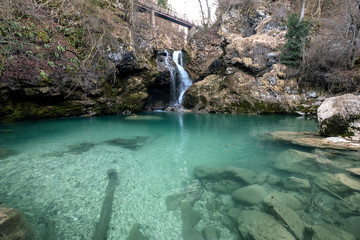 Waterfall Vintgar Gorge, Slovenia Triglav national Park