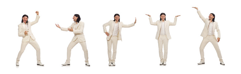 Man in funny concept isolated on white