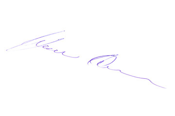 Fake random aesthetic signature handwritten on paper with no reference to real person and photographed with narrow focus as design elements with copy space