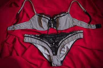 Black and white vintage lingerie in striped 