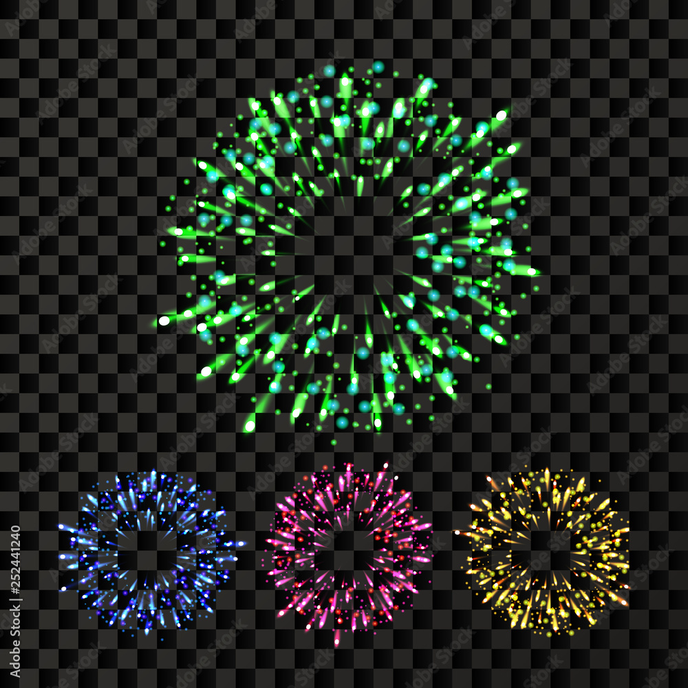 Poster firework vector. bursting explode backdrop. isolated on transparent background realistic illustratio