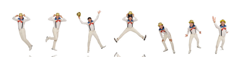 Man in funny concept isolated on white