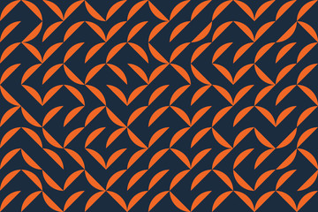 Seamless, abstract background pattern made with circular geometric shapes. Playful, modern vector art in orange and blue colors.