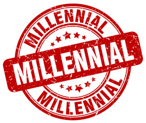 millennial red grunge stamp