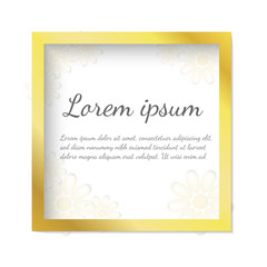 Template vector banner with flowers and gold square