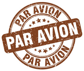 par avion brown grunge round vintage rubber stamp