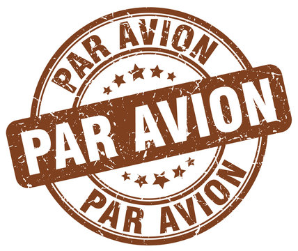 par avion brown grunge round vintage rubber stamp