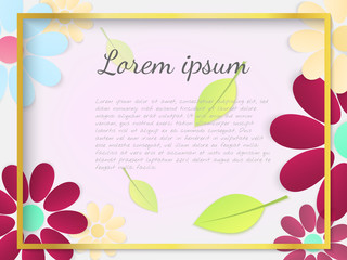 Template art with flowers and golden frame