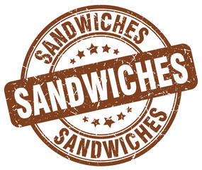 sandwiches brown grunge round vintage rubber stamp