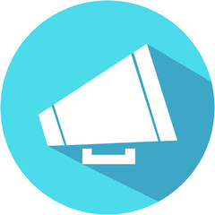 Blue Megaphone icon. Flat design. Vector Illustration